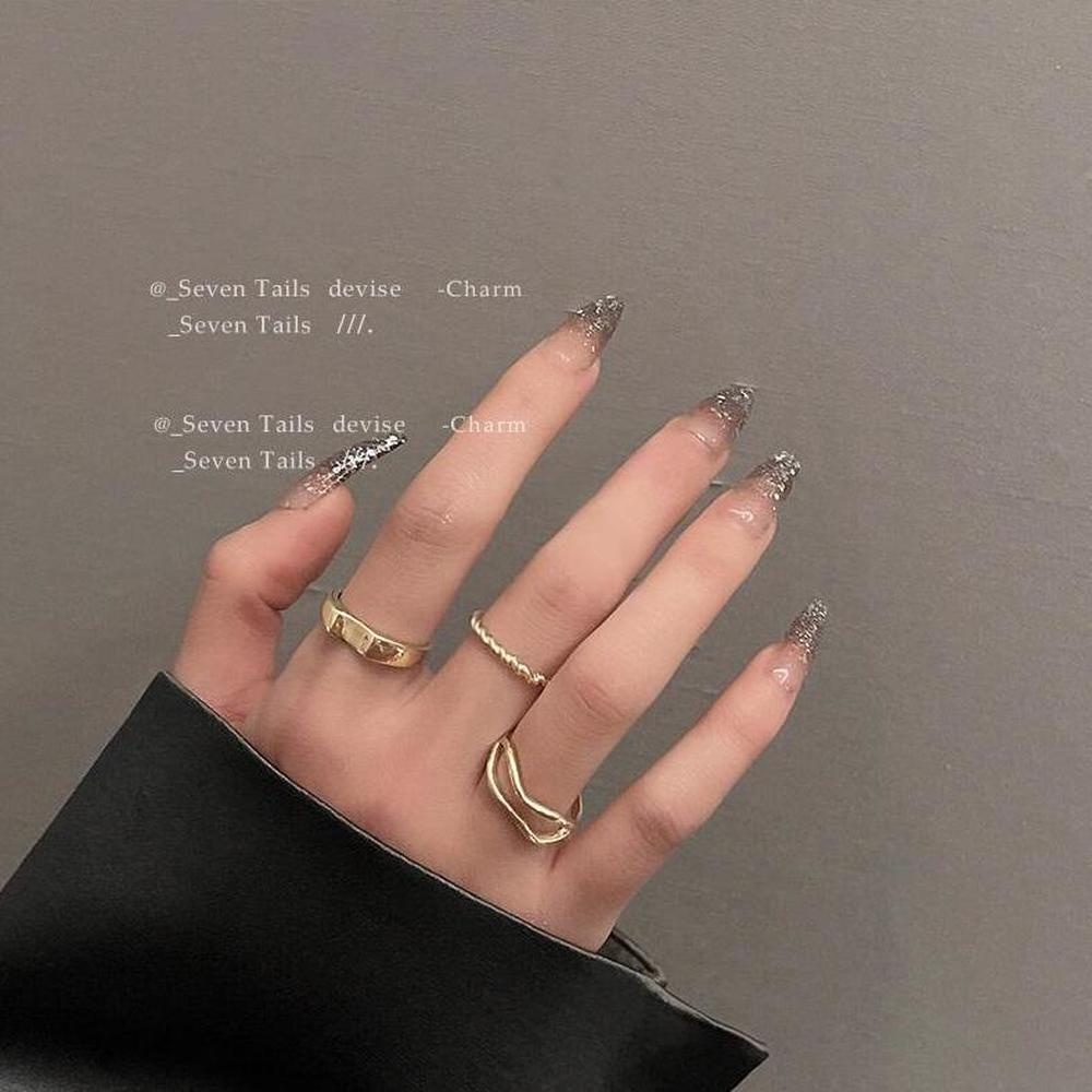 3 Pcs/set Index Finger Ring Three-piece Suit Combination Ring Fashion Personality Ins Trend Simple