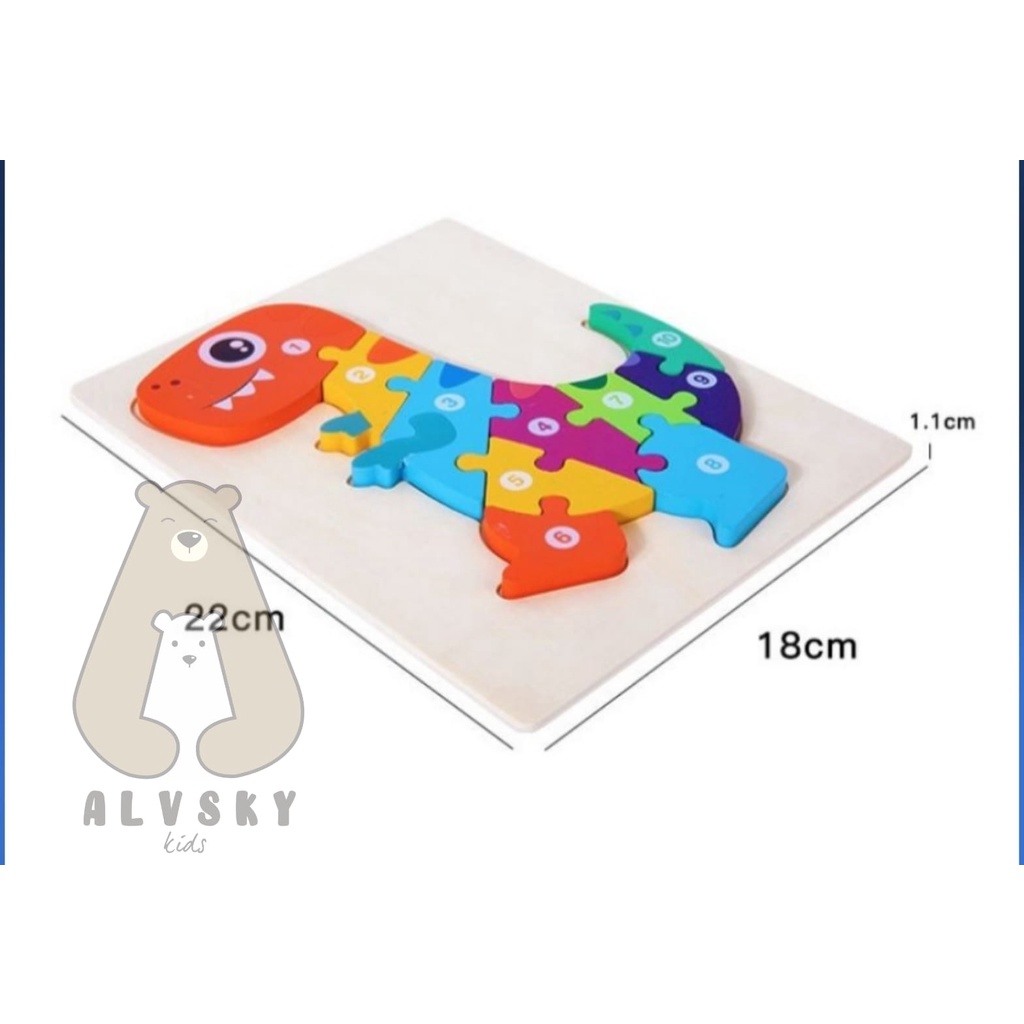 MAINAN PUZZLE KAYU ANAK 3D / JIGSAW PUZZLE KAYU LUCU DENGAN NOMER / PUZZLE 3D TIMBUL LUCU