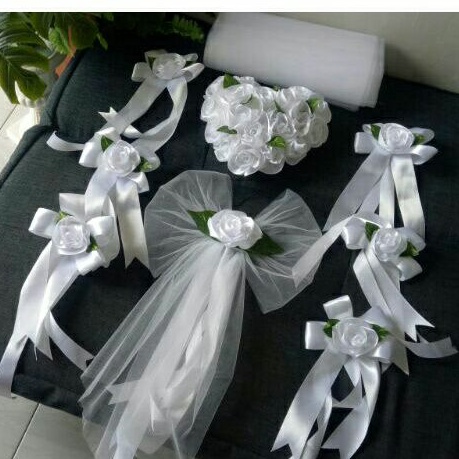 BUNGA HIAS MOBIL PERNIKAHAN LOVE OWL FREE 6 BUNGA HANDLE+PEREKAT MAGNET- BUNGA MOBIL PENGANTIN MURAH