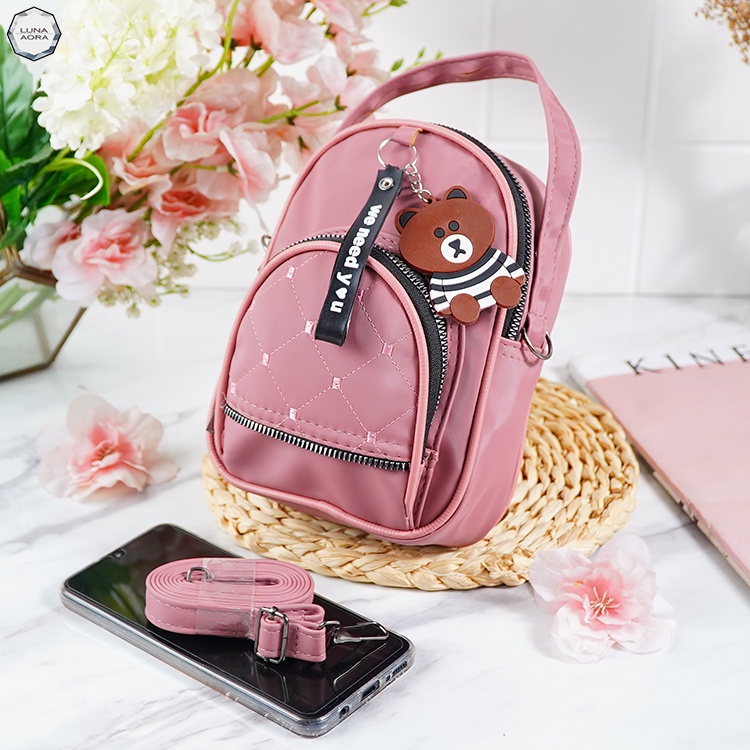 Luna Aura Tas Slempang Ransel Wanita Mini 3in1 Free Gantungan Tas Multifungsi Tas ootd Slingbag Wanita Kekinian Tas Murah Dan Bagus Tas cod