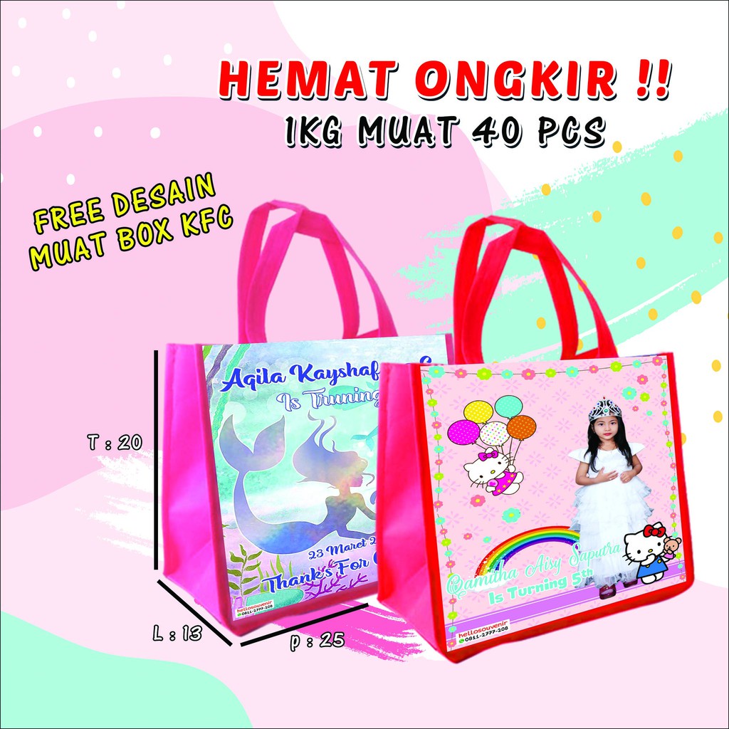 

Tas Ultah Anak / Tas Goodiebag / Murah Spunbond Tebal 75 GSM Custom