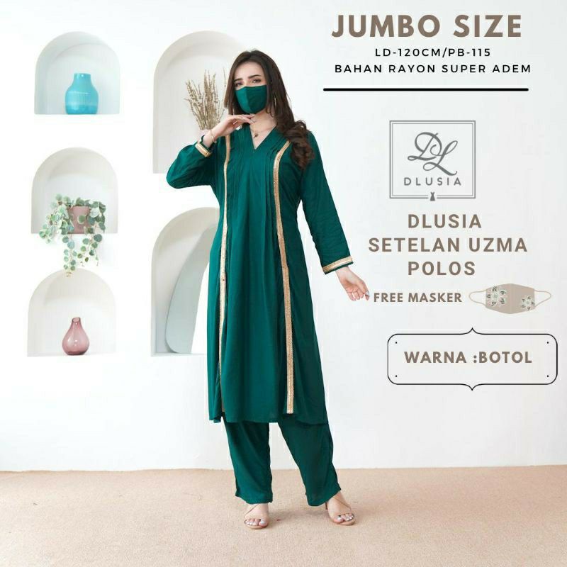 DASTER ARAB DLUSIA SETELAN UZMA JUMBO POLOS FREE MASKER BY DLUSIA ORI