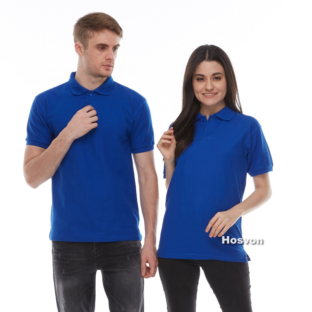 BIRU BENHUR Hosvon Kaos Kerah Wangki COTTON 100% Size S-XXL ( PRIA &amp; WANITA )