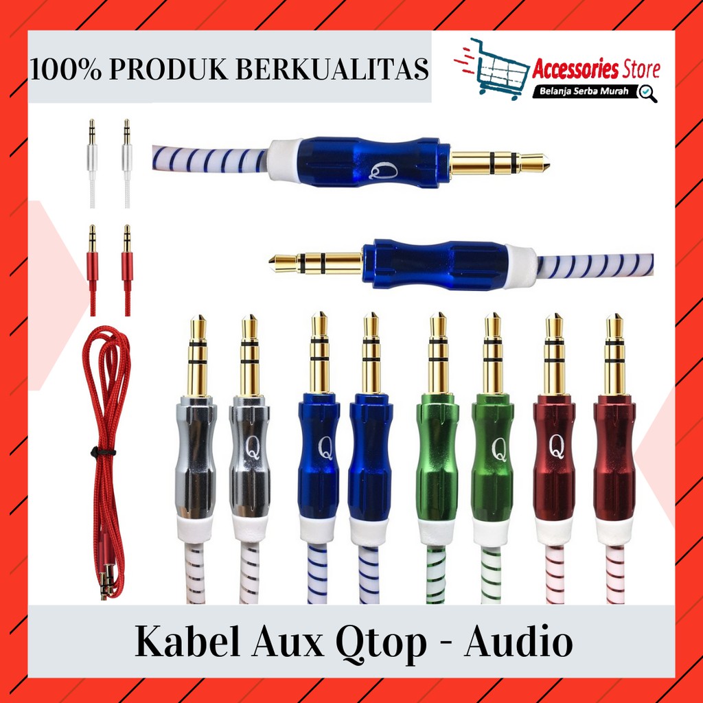 Kabel Aux untuk Audio Speaker Kabel Output Suara untuk Semua Smartphone Mp3/ Mp4 Qtop Original Audio