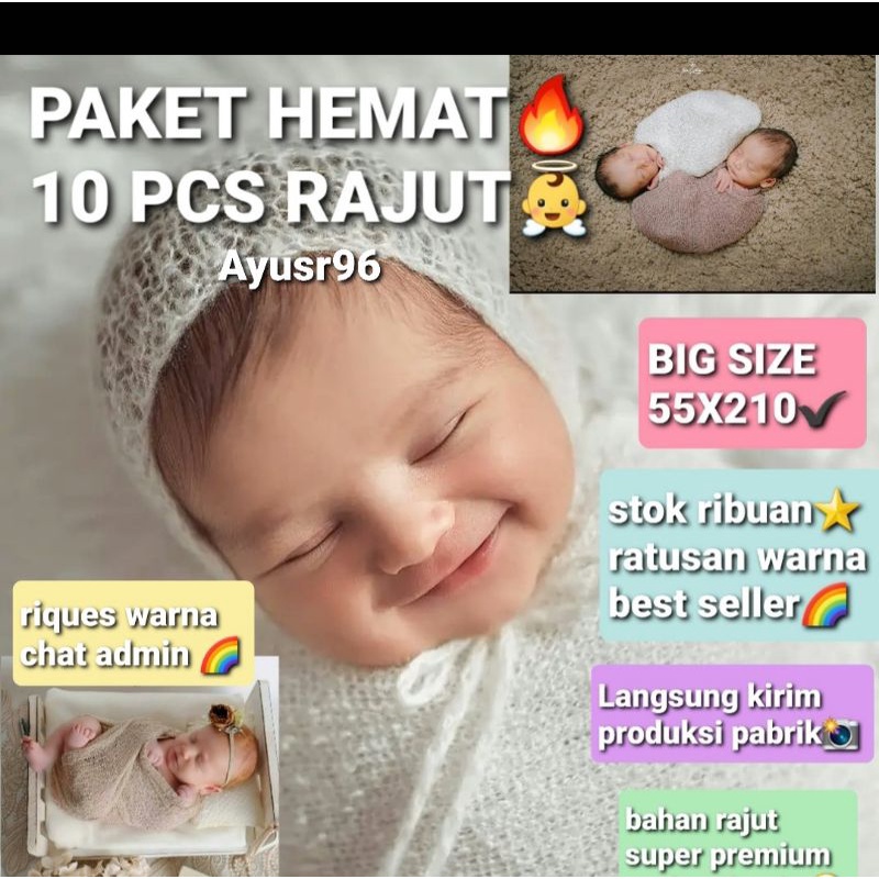 Bedong selimut rajut model lilit properti fotoshoot bayi