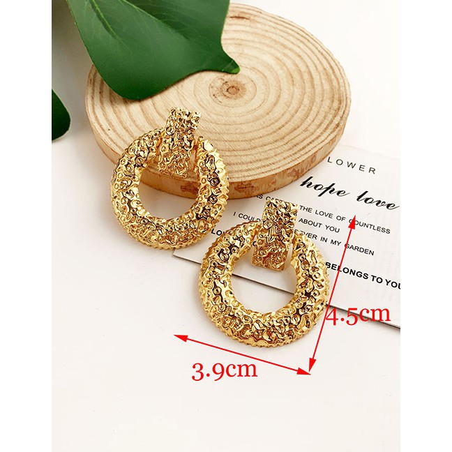 LRC Anting Tusuk Fashion Alloy Matte Round Earrings F58210