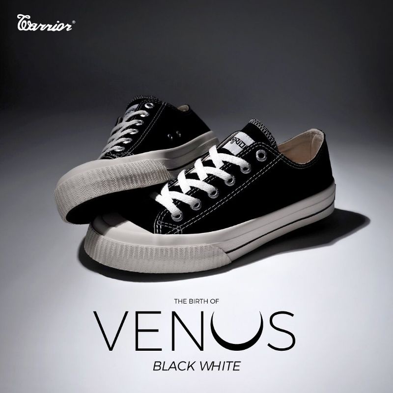 Sepatu Warrior Venus Low Black White Original 100% Warior Venus White Lowcut