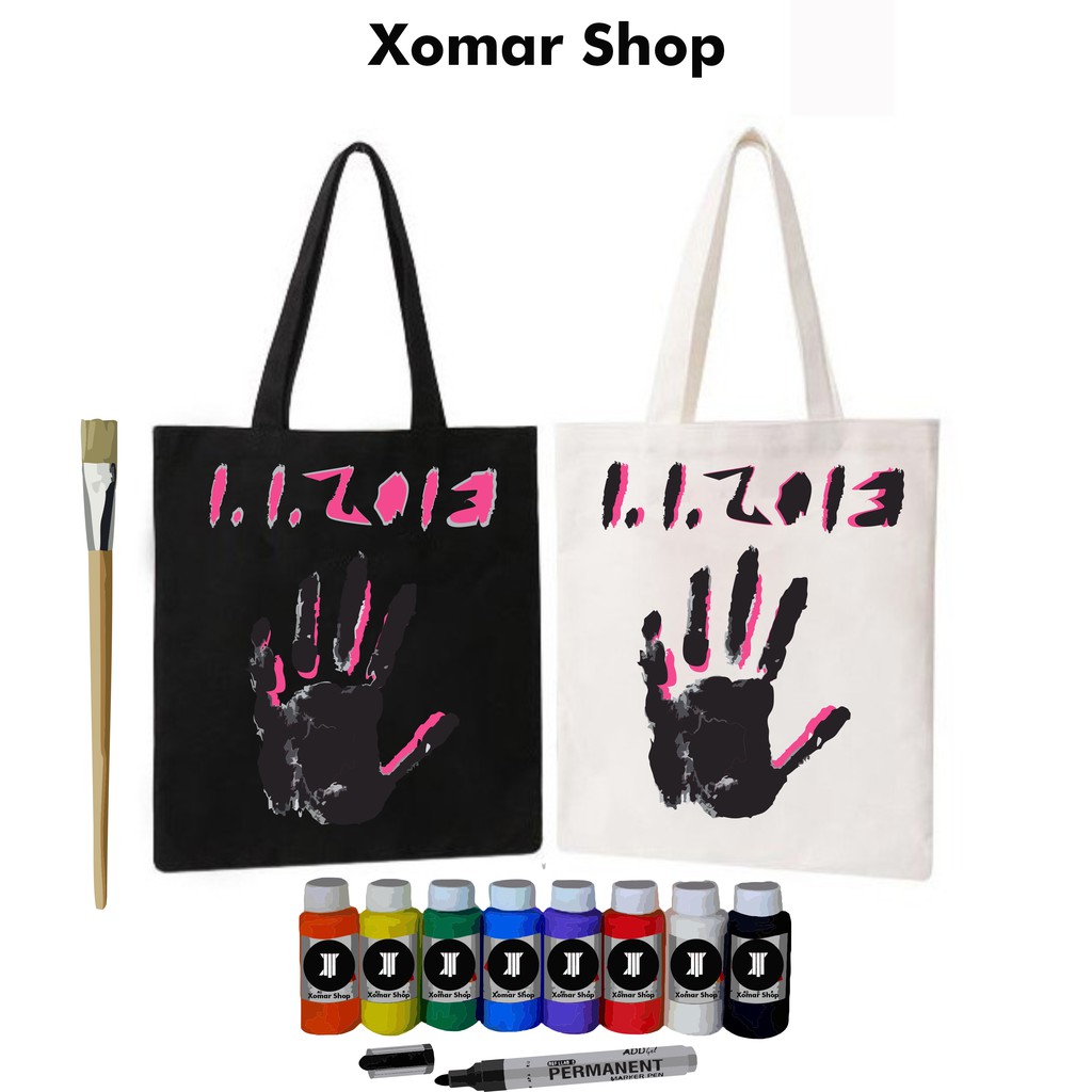 [PROMO] PAKET TOTEBAG TAS CUSTOM LUKIS TANGAN COUPLE PASANGAN