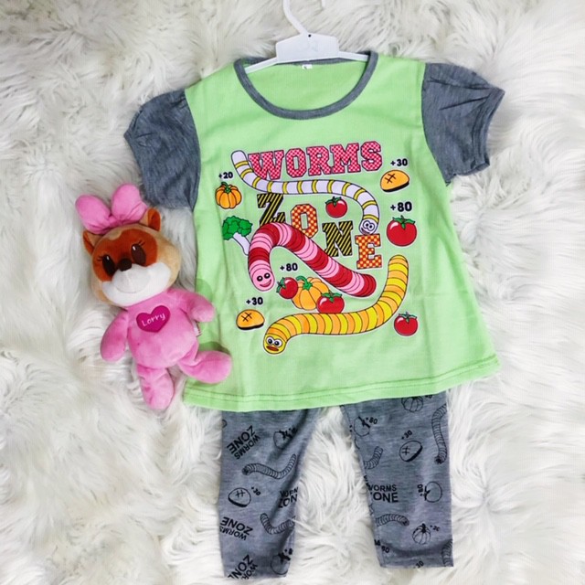 STELAN ANAK PEREMPUAN WORM ZONE / BAJU ANAK