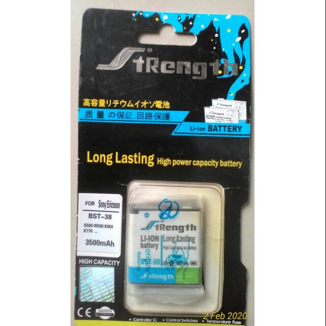 Battery sony ericsson BST 38 untuk type S500, W580, K850, C510 Cybershot, K770