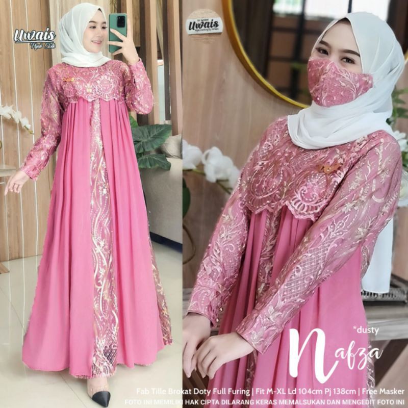 NAFZA DRESS ORI UWAIS (GAMIS BROKAT sz XL)