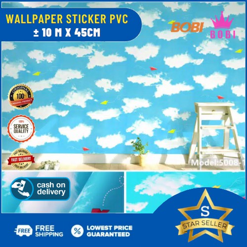 Wallpaper Sticker Motif Awan Pesawat Kertas 5008-1  / Wallpaper Sticker Murah dan Berkualitas