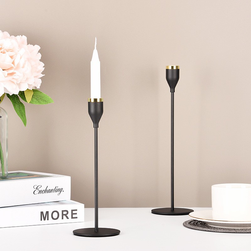 TBI Black Gold Iron Candle Holder 3pcs Tempat Lilin Besi Hitam Elegant