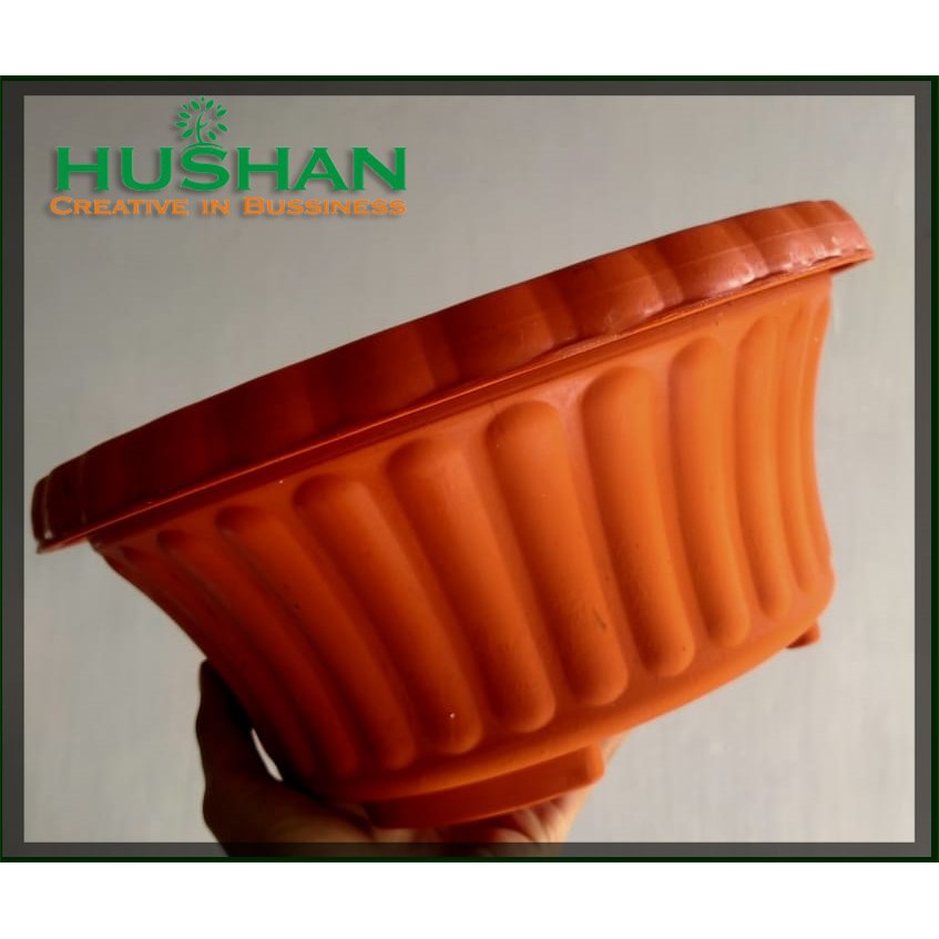 POT BONSAI GLORY BULAT 30  POT BUNGA BESAR WARNA HITAM DAN MERAH BATA/ORANGE