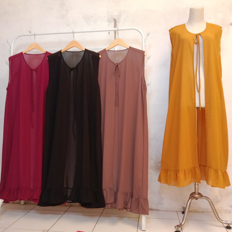 Long Outer Cardigan Wanita Polos Ceruty babydoll Long outer korean style hijab