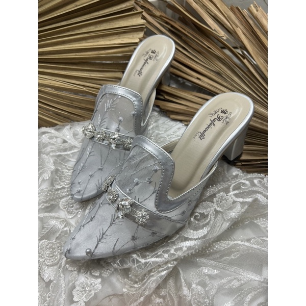 sepatu pengantin wanita maura silver tinggi 7cm tahu