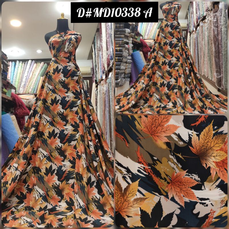 Kain Maxmara Lux print Motif Daun Abstrak D#MD10338 A