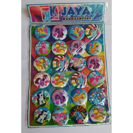 (isi 24) Pin Bros Bulat Karakter Squid Game Bts Bt21 Doraemon LOL Barbie dll