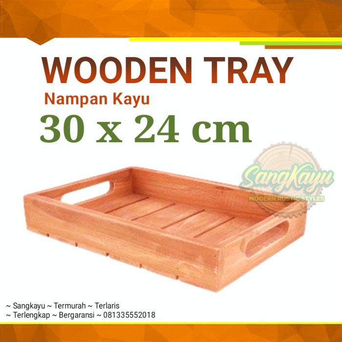 TERMURAH Nampan kayu 30x24cm Wooden Tray kotak serbaguna baki kayu HDL