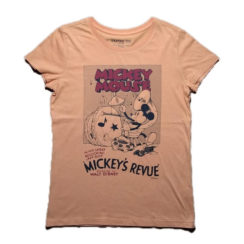 KAOS MICKEY MOUSE GRAPHIC TEE BY SPAO KATUN COTTON WANITA CEWE SLIM FIT CROP TOP MURAH TSHIRT