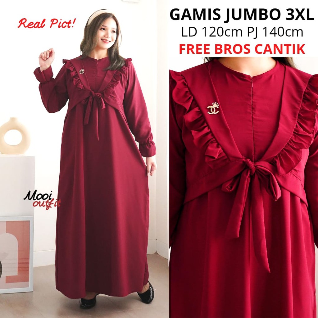 Gamis Rompi Jumbo Polos Murah Kekinian Ld 120 Terbaru Gratis Bros