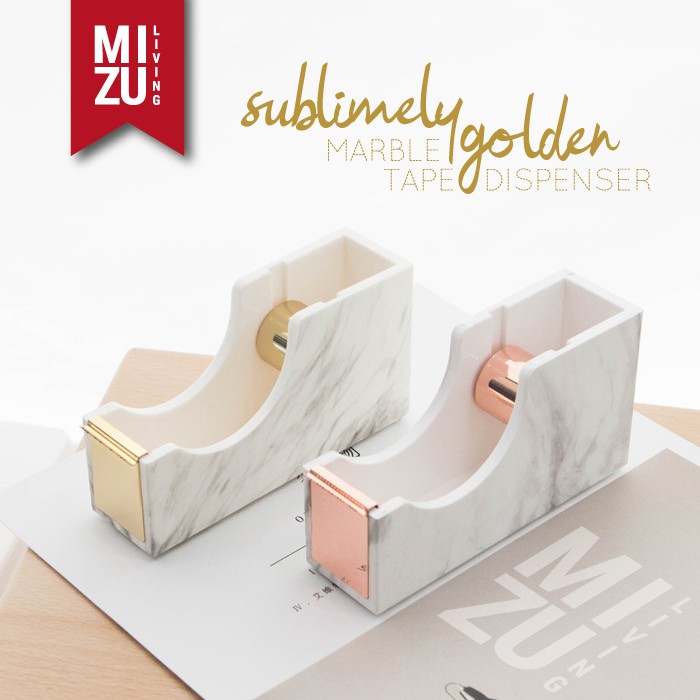 

SUBLIMELY GOLDEN MARBLE Motif Tape Dispenser Cellotape Masking Washi Cutter Tempat Selotip Emas