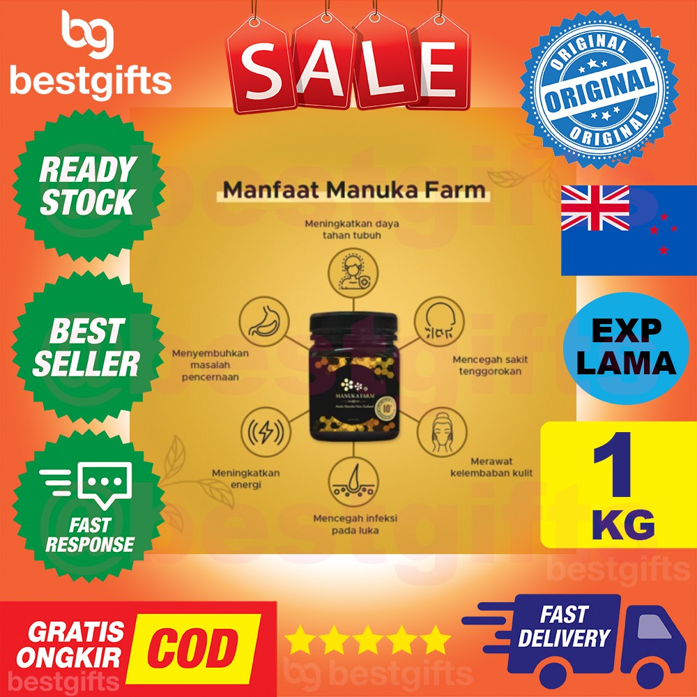 MANUKA FARM MADU MANUKA HONEY MGS5+ MGS5 MGS 5 IMUNITAS DAYA TAHAN TUBUH RADANG SARIAWAN 1000 GRAM