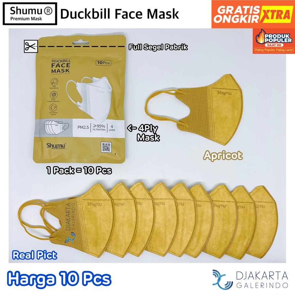 Masker Duckbill Shumu 4Ply Sachet / Pack isi 10 Pcs