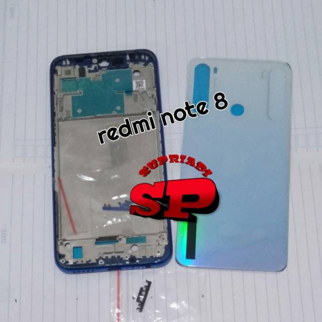 HOUSING FUL SET XIAOMI REDMI NOTE 8 LENGKAP FRAME LCD KESING BACK DOOR BAZEL TULANG TENGAH ORI