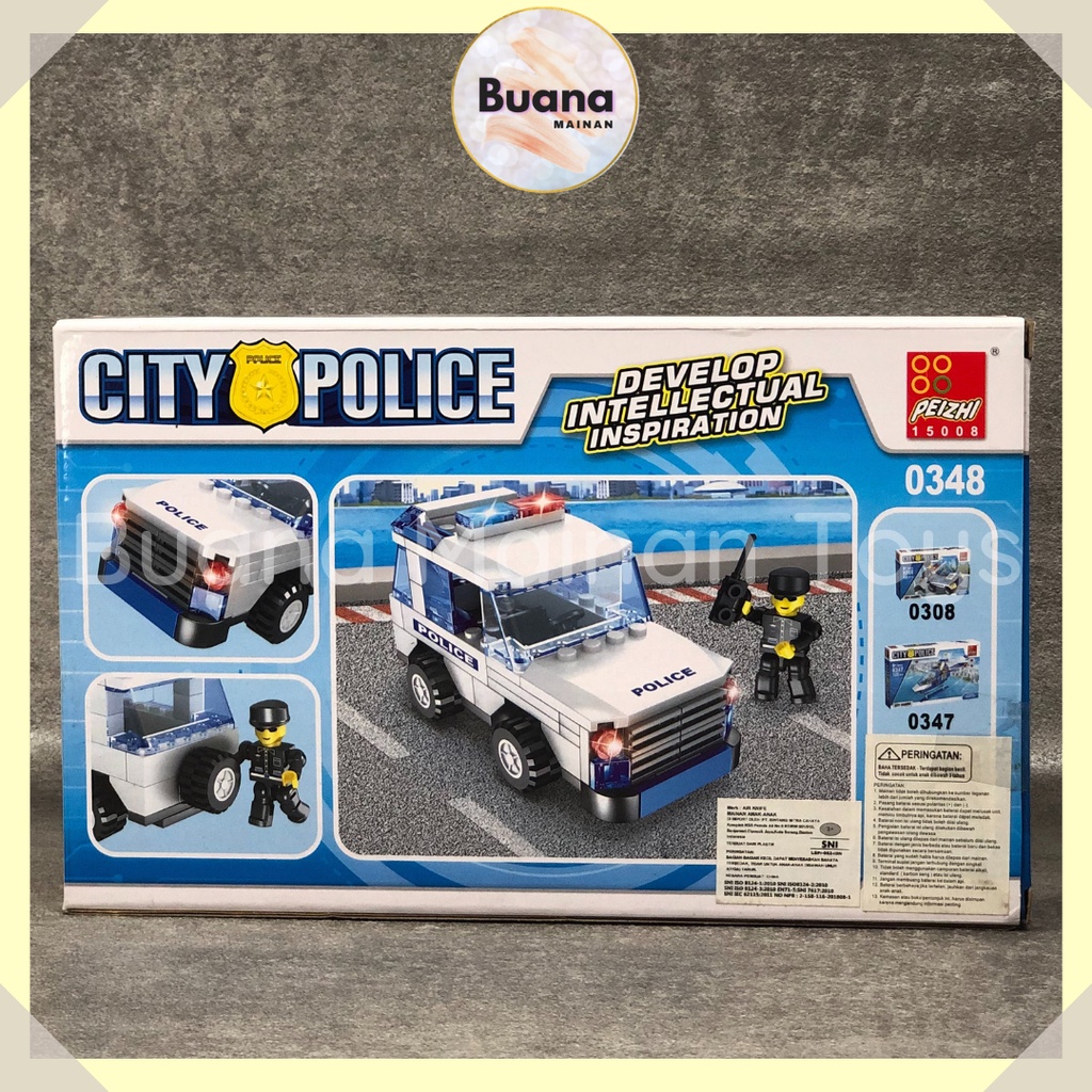 BRICKS PEIZHI CITY POLICE CAR MODEL MOBIL POLISI MAINAN EDUKASI ANAK COWO CEWE BRICK 0348