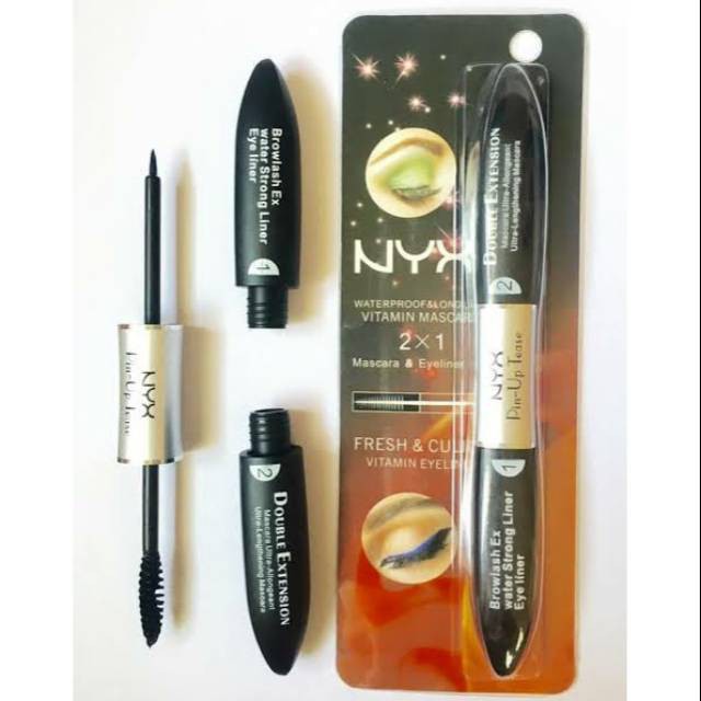 Mascara Eyeliner 2in1 - Maskara + Eyeliner Double Extention 2 in 1