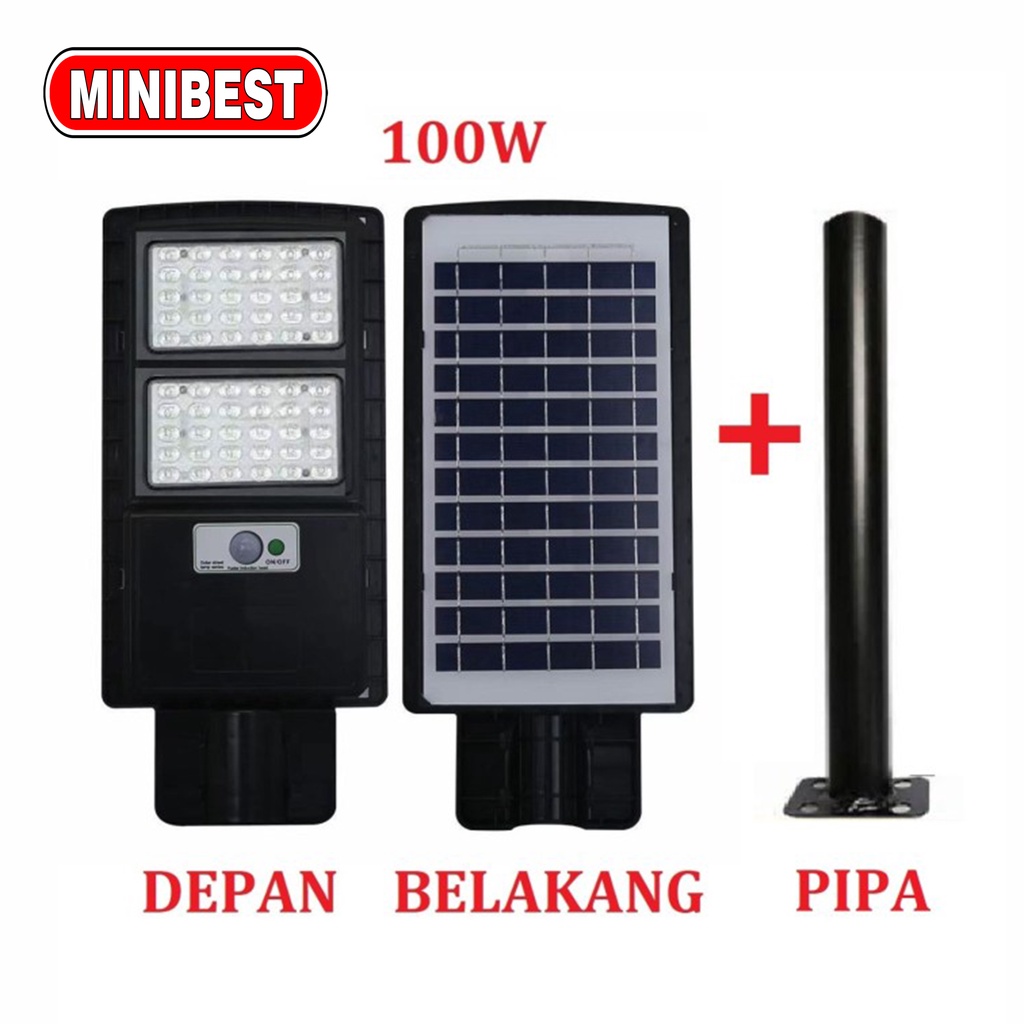 MB lampu jalan tenaga matahari sensor motion led 100w