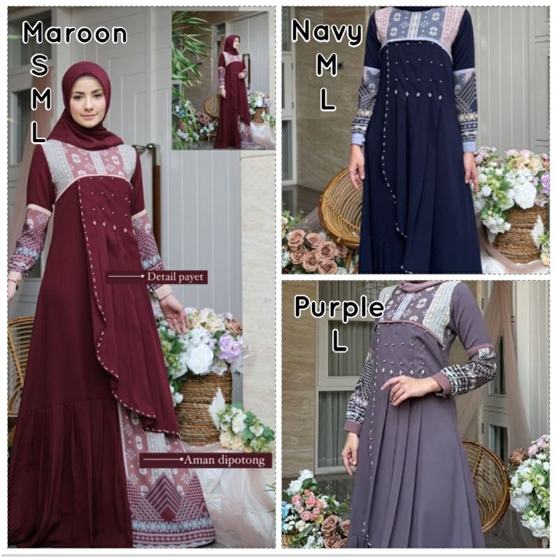 NATALI DRESS BY JAVINA MAROON NAVY PURPLE