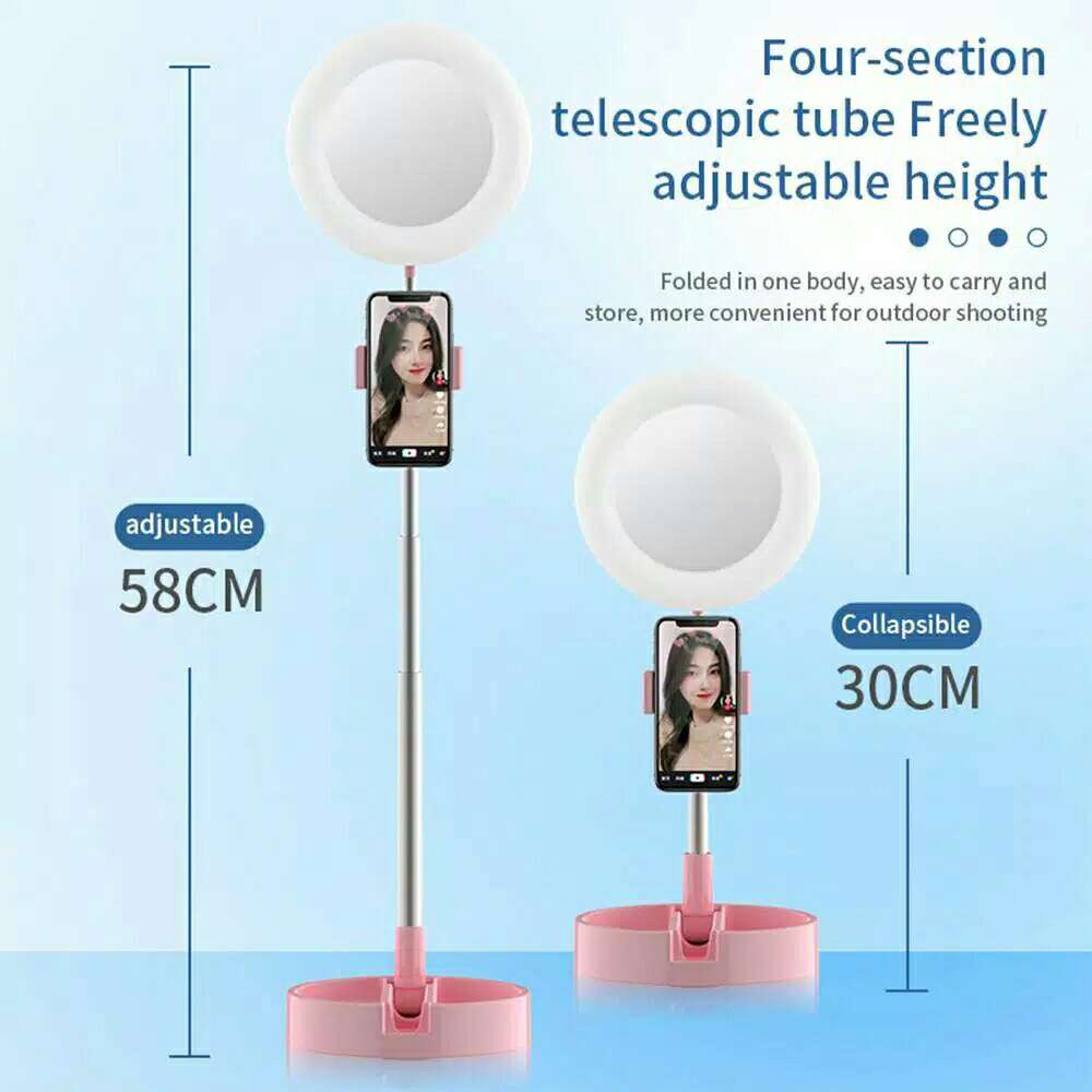 SUPER66 live streaming light, selfie light dengan holder, portable ring light, lampu make up G3