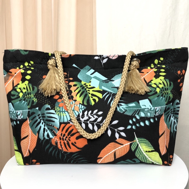 Totebag Kanvas Motif Tali Sumbu Tas Tote tali sumbu