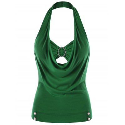 Plus Size Embellished Halter Tank Top