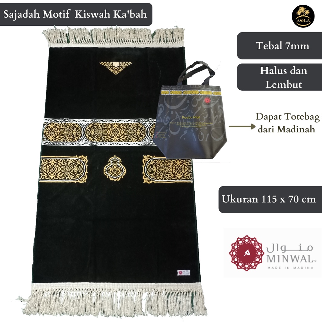 SAJADAH KISWAH KABAH ALMINWAL MADINAH PREMIUM ORIGINAL FREE TOTEBAG