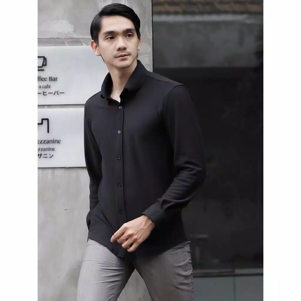 Lesta Langgeng Kemeja Formal Pria Standard Reguler Bahan Kain Katun Warna Polos Lengan Panjang UK. M L XL