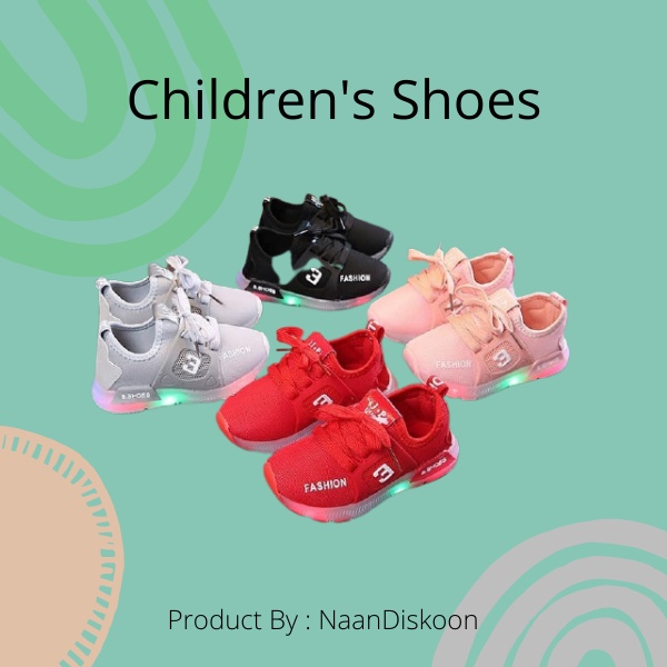 Sepatu anak perempuan Sepatu Anak LED Motif 011 Laki-laki & Perempuan Nyaman Import Paud TK Cewek La