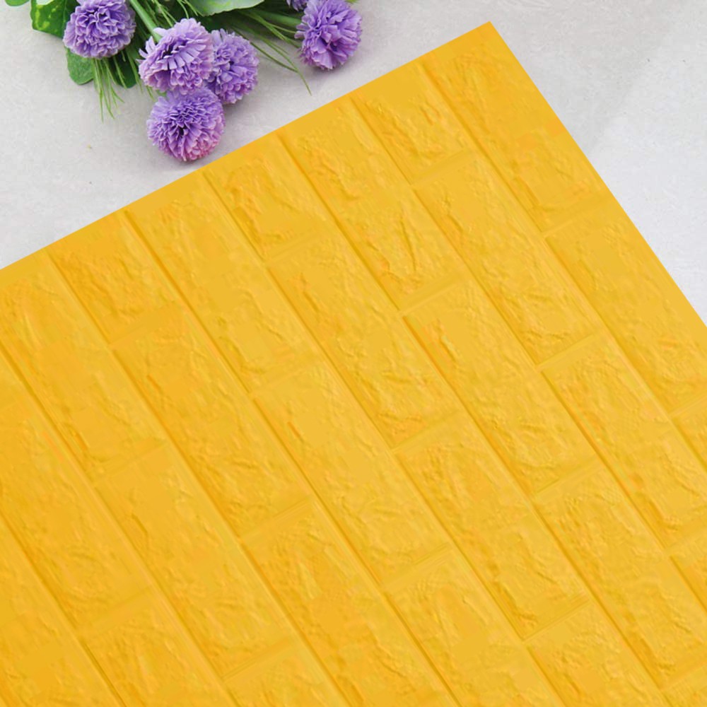 WALLPAPER BATU BATA 3D FOAM PANEL WALLFOAM 70X77 CM·HIGH QUALITY STIKER DINDING KERTAS DINDING BATA-kuning