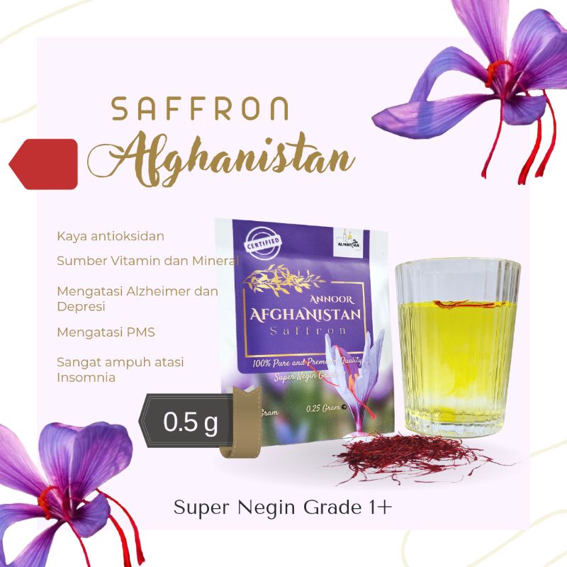 Saffron Super Negin Grade 1+ 0.5gr Saffron Afghanistan original