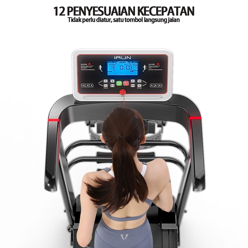 Treadmill listrik rumah lipat peralatan kebugaran dalam ruangan multi-fungsional mewah treadmill latihan diam