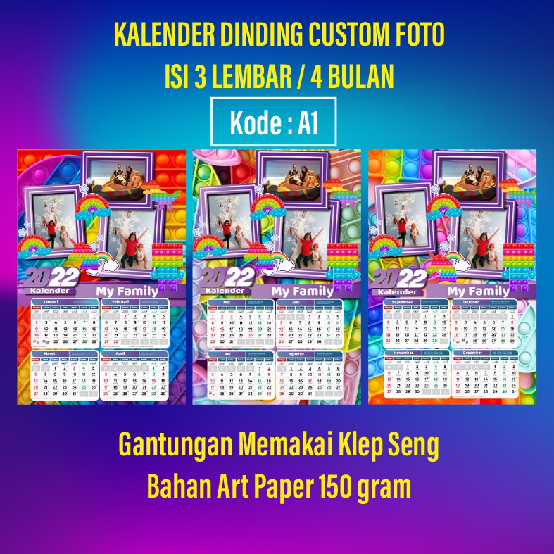 

(BISA COD) KALENDER FOTO | KALENDER CUSTOM |KALENDER DINDING 2023 versi 3 lembar | KLEP SENG