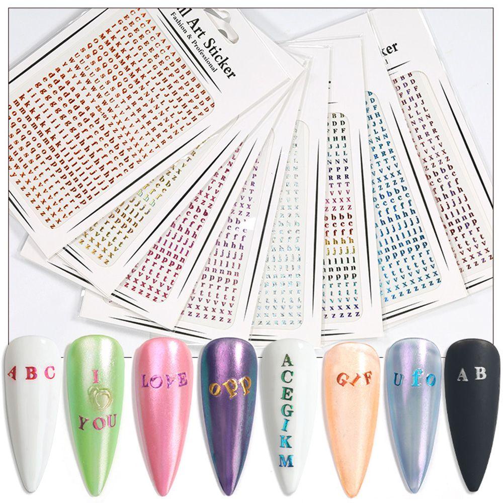 R-flower Stiker Kuku Nail Art Konstelasi Merah Hitam Putih Huruf Angka 3D