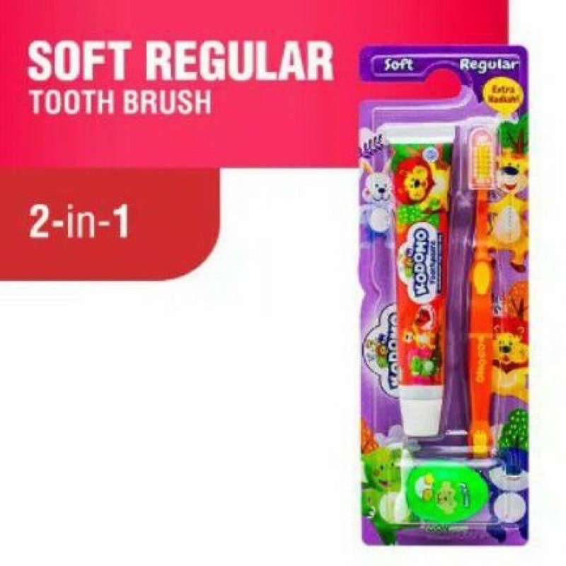 Kodomo Tooth Brush Soft Reguler 2in1 - Kodomo Sikat Gigi Soft Reguler 2in1 Extra Hadiah