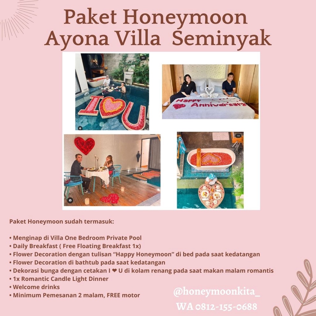 Paket Honeymoon AyonaVilla Seminyak Bali