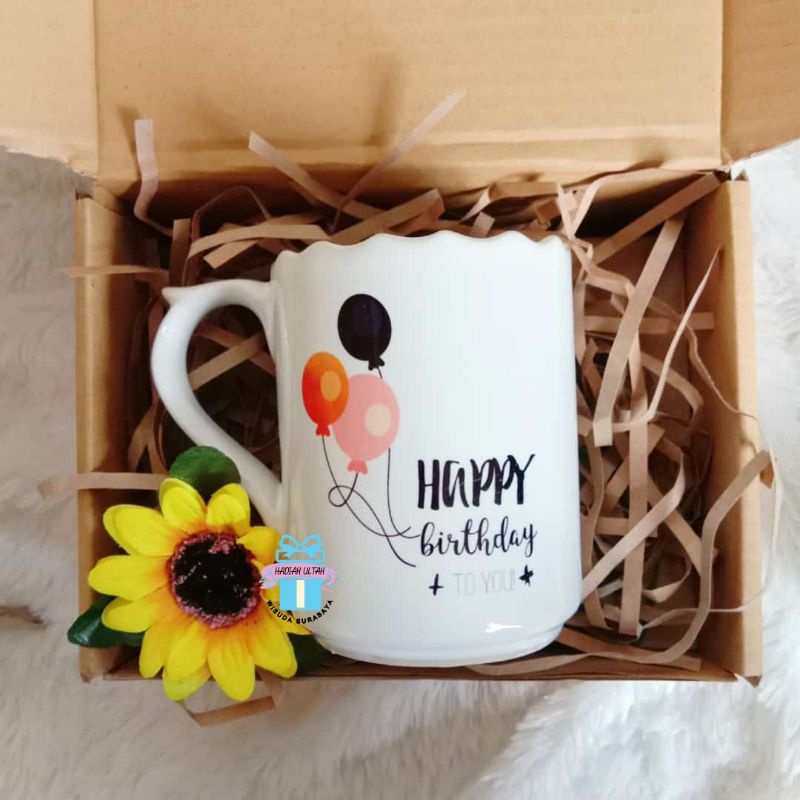 

Kado Mug Custom Tipe Floral Free Desain dan Packing Box Pita