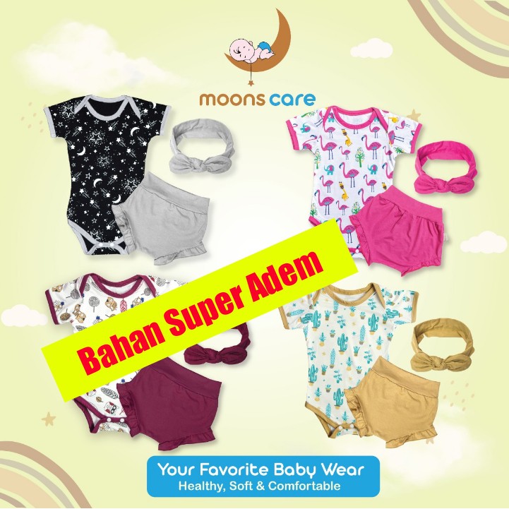 SML Set Premium Jumper Pendek 3in1 Moons Jumper Set Moons Jumper Pendek + Celana + bandana