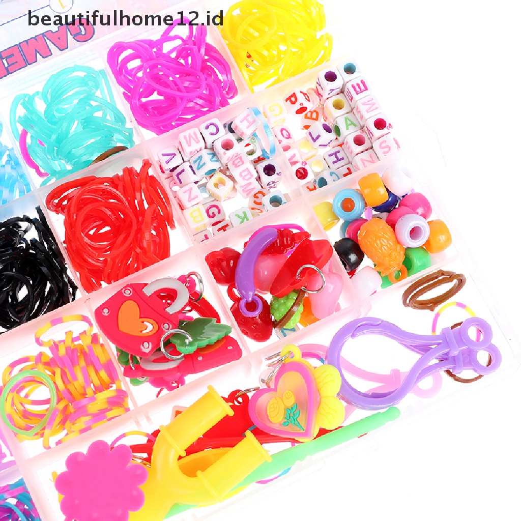 【beautifulhome12.id】 Elastic Rubber Bands DIY Tool Set Weave Machine rubber Bracelet Handicraft .