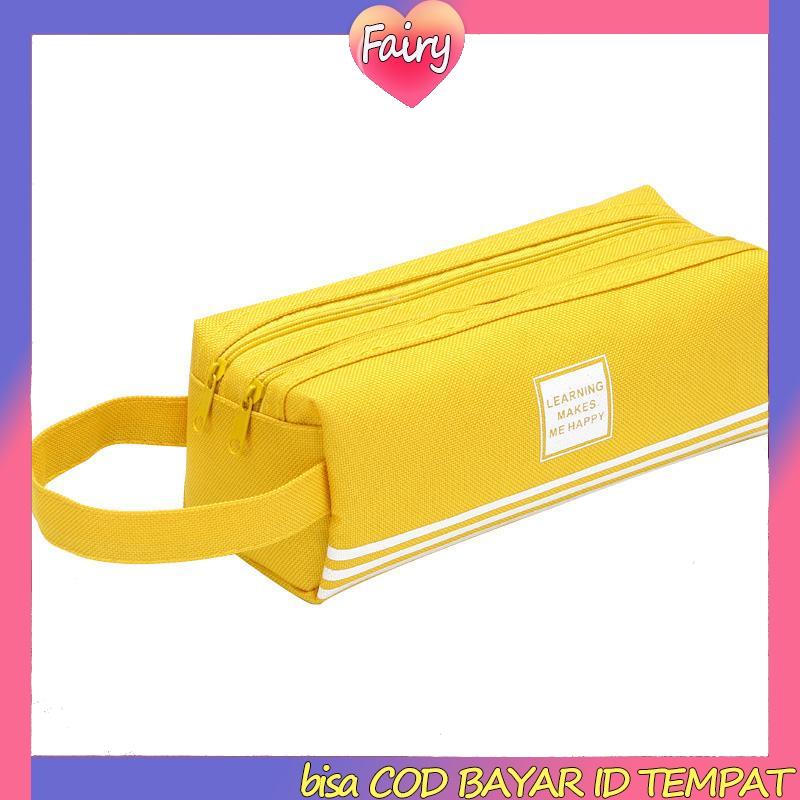 

Kreatif Double-layer Kapasitas Besar Tas Pena Portabel Tas Alat Tulis Ritsleting Kain Oxford Sederhana F